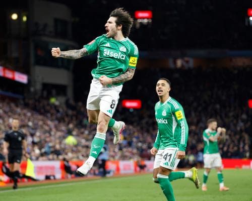 Sandro Tonali fires Newcastle past 10-man Aston Villa on bad night for officials